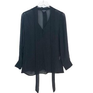 Topshop Black Organza Semi-Sheer Blouse Size 2